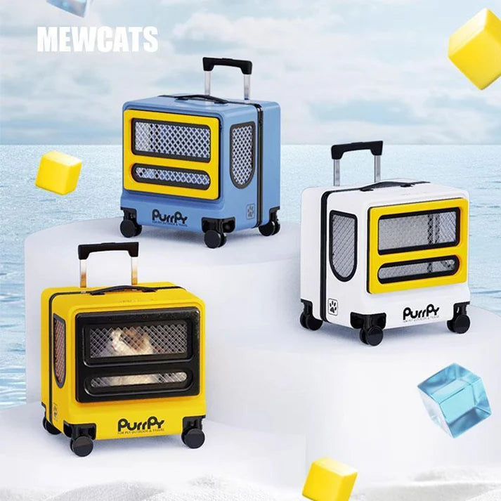 Cat Carrier Bag with Wheels Luggage Cat Trolley Case